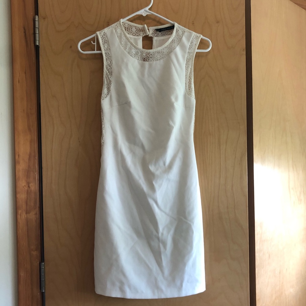 Zara off white shift dress with lacing detail